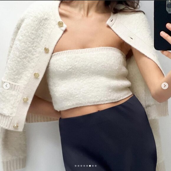 ZARA BOUCLÉ KNIT CARDIGAN Size XL NEW WITH TAG! - Picture 2 of 8